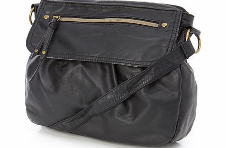 Womens Black WPU Zip Flap X- Body Bag, black