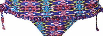 Bhs Womens Blue And Pink Carnival Print Frill Bikini