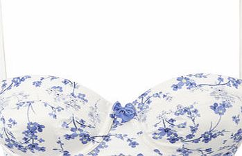 Bhs Womens Blue and White Floral Print Satin