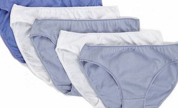 Bhs Womens Blue and White Plain 5 Pack High Leg