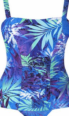 Bhs Womens Blue Animal Print Tummy Control Swimsuit,
