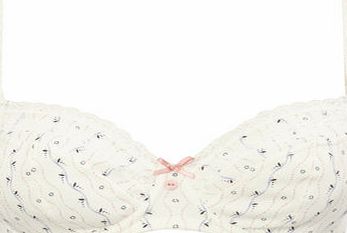 Bhs Womens Blue/Coral Print Underwired Bra, pale