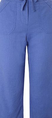 Bhs Womens Blue Linen Blend Crop Trousers,