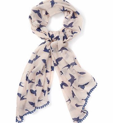 Bhs Womens Blue/White Bird Scarf, blue/white