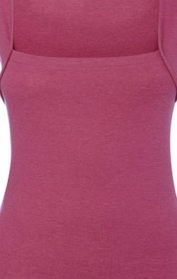 Bhs Womens Bright Pink Marl Square Neck Vest, bright