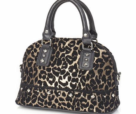 Womens Bronze Animal Studded Mini Grab Bag,