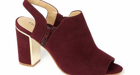 Womens Burgundy Block Heel Open Toe Sling Back