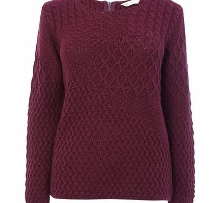 Bhs Womens Burgundy Patchwork Jumper, burgundy
