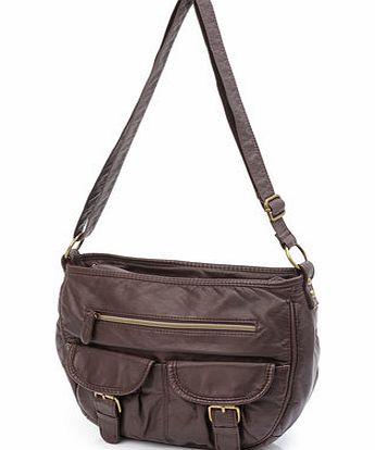 Bhs Womens Chocolate Front Pocket Cross Body Bag,