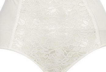 Bhs Womens Cream Floral Lace Full Brief Knicker,