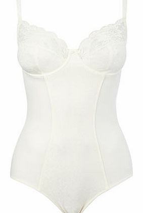 Bhs Womens Cream Jacquard and Lace Shaping Body,