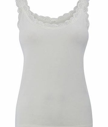 Bhs Womens Cream Lace Built Up Shoulder Vest, cream