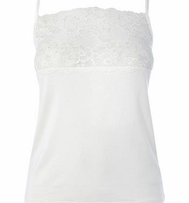 Bhs Womens Cream Lace Panel Vest, cream 4802780004