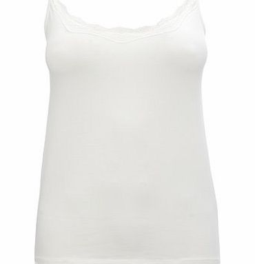 Bhs Womens Cream Lace Trim Camisole Vest, cream
