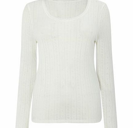 Bhs Womens Cream Pointelle Long Sleeve Thermal