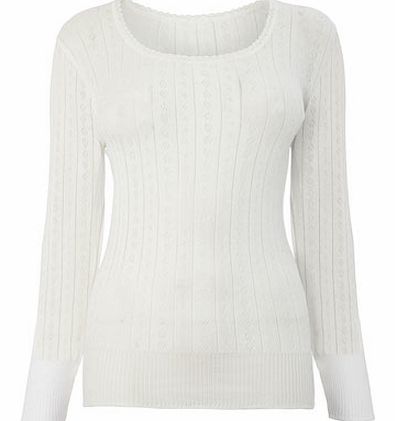 Bhs Womens Cream Pointelle Thermal Seamfree Long