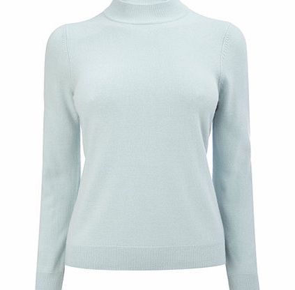 Womens Duck Egg Blue Petite Turtle Neck Jumper,