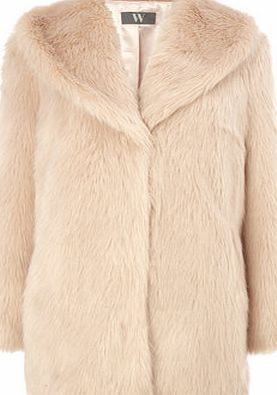 Bhs Womens Dusky Pink Faux Fur Coat, pink 9853400528