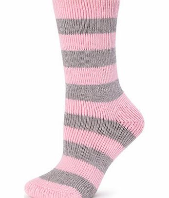 Womens Grey and Pink Brushed Thermal Ankle High
