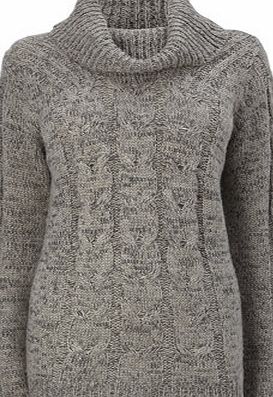 Bhs Womens Grey Chunky Cowl Neck Cable Jumper, grey