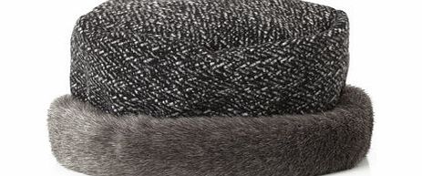 Bhs Womens Grey Faux Fur Zig Zag Hat, grey 6605370870