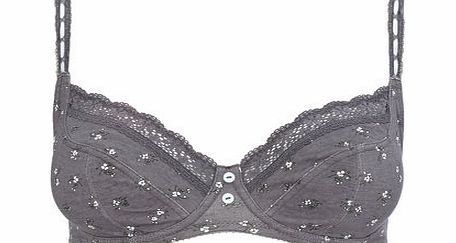 Bhs Womens Grey Floral Polly Underwired Bra, megamix
