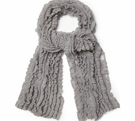 Bhs Womens Grey Frill Ruffle Scarf, grey 6609650870