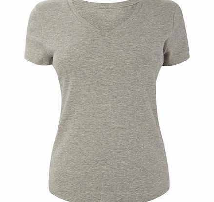 Womens Grey marl Short Sleeve V Neck, grey marl