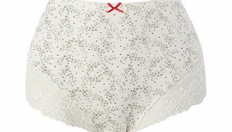 Bhs Womens Grey/ Pink Heart Print Lace Full Brief,
