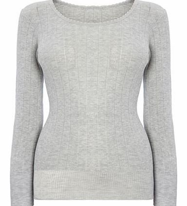 Bhs Womens Grey Pointelle Thermal Seamfree Long
