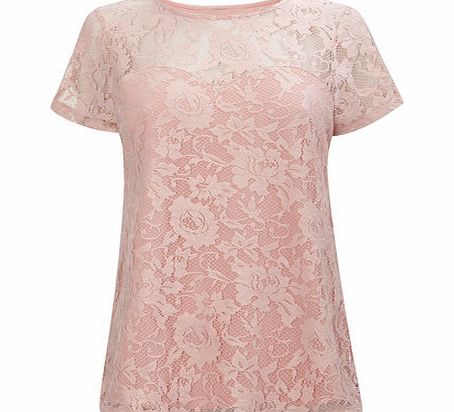Bhs Womens Icy Pink Pretty Lace Top, pale pink