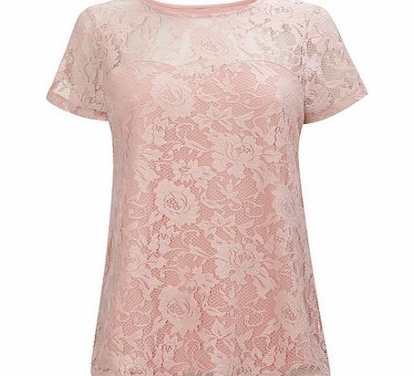 Womens Icy Pink Pretty Lace Top, pale pink