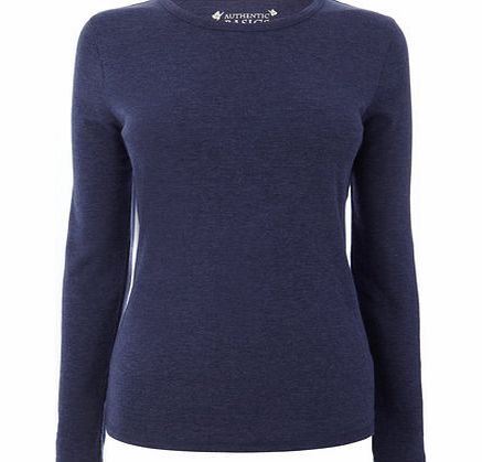 Womens Indigo Long Sleeve Crew Neck Top, indigo