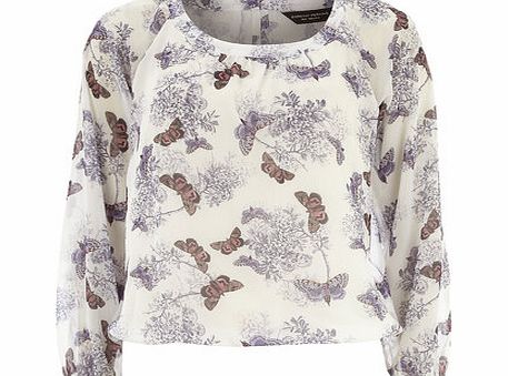 Bhs Womens Ivory Butterfly Print Top, white