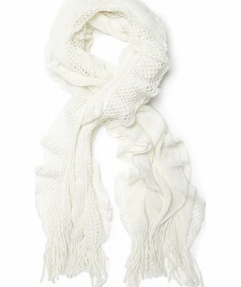 Bhs Womens Ivory Glitter Ruffle Scarf, ivory