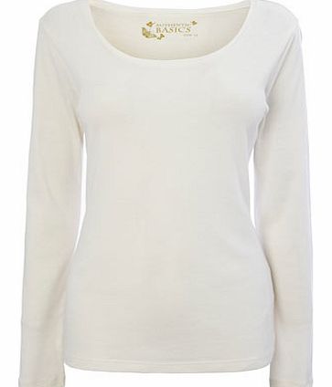 Bhs Womens Ivory Long Sleeve Scoop Neck Top, ivory