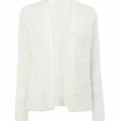 Womens Ivory Popcorn Fluff Cardigan, ivory