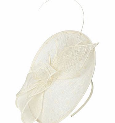 Womens Ivory Single Quill Oval Fascinator, ivory