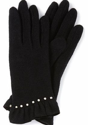 Bhs Womens Ladies Black Diamante Frill Glove, black
