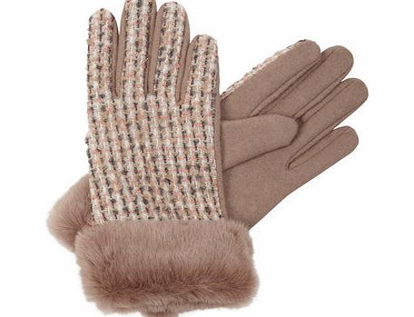 Bhs Womens Ladies Pink Pretty Tweed Glove, grey