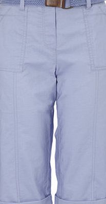 Bhs Womens Lavender Belted Cotton Crop Trousers,