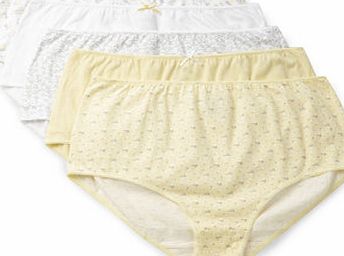 Bhs Womens Lemon and Soft Grey Floral Print 5 Pack