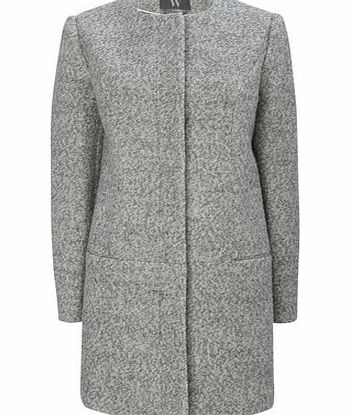 Bhs Womens Light Grey Collarless Coat, light grey