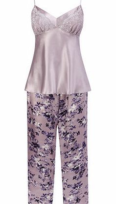 Womens Lilac Crystal Champagne Cami Pyjamas,