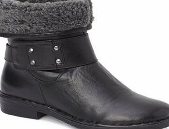 Bhs Womens Lotus Black Leather Rhino Ankle Boots,
