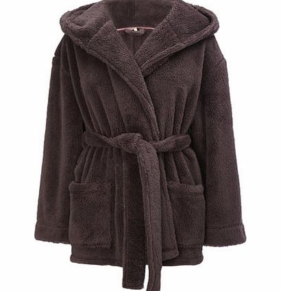 Womens Mocha Bear Short Robe, mocha 729731071