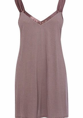 Bhs Womens Mocha Viscose Spot Chemise With Satin