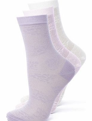 Womens Multi Premium 3 Pack of Floral Mesh Ankle