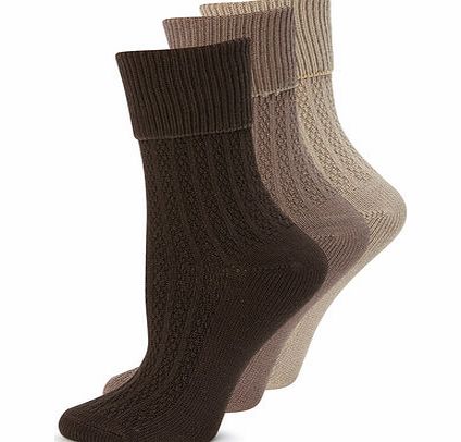 Bhs Womens Natural 3 Pack of Chunky Ankle Socks,