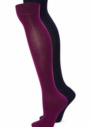 Bhs Womens Navy and Purple 2 Pack of Bamboo Knee